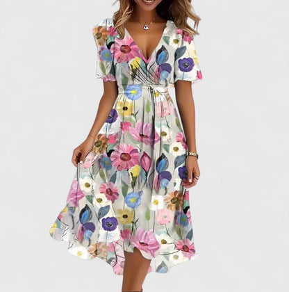 Lorianne | Women's Elegant Short Dress Floral High-Low Back