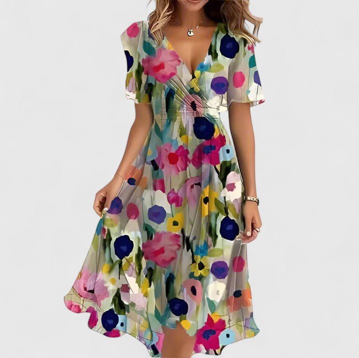 Lorianne | Women's Elegant Short Dress Floral High-Low Front