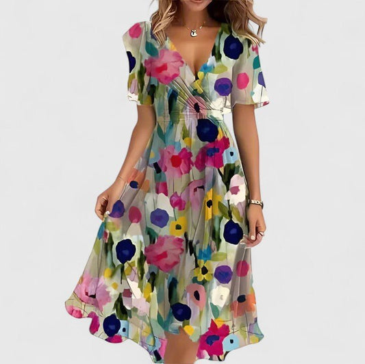 Lorianne | Women's Elegant Short Dress Floral High-Low Front