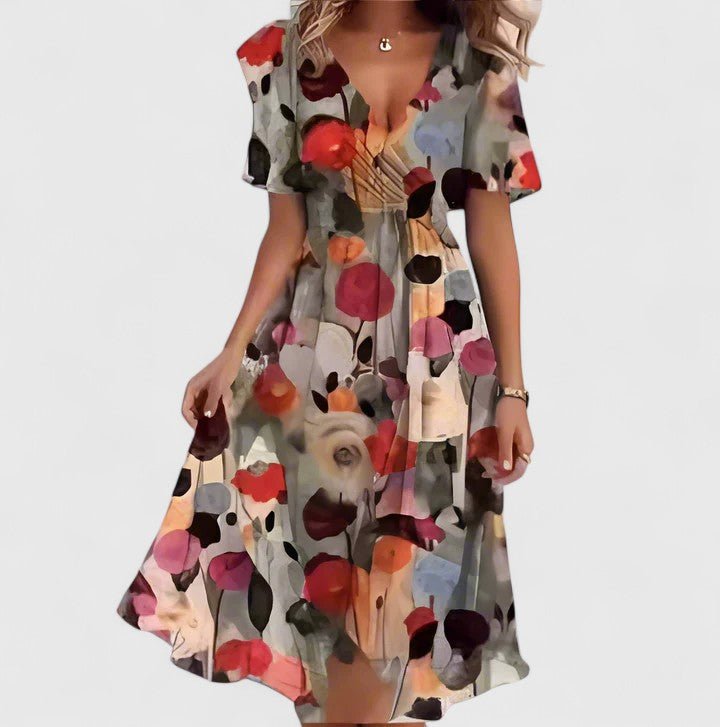 Lorianne | Women's Elegant Short Dress Floral High-Low Side
