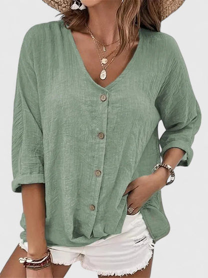 Lorinda | Women's Sophisticated Button Placket Blouse Close Up