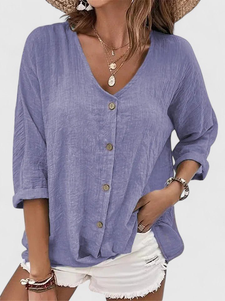 Lorinda | Women's Sophisticated Button Placket Blouse Front