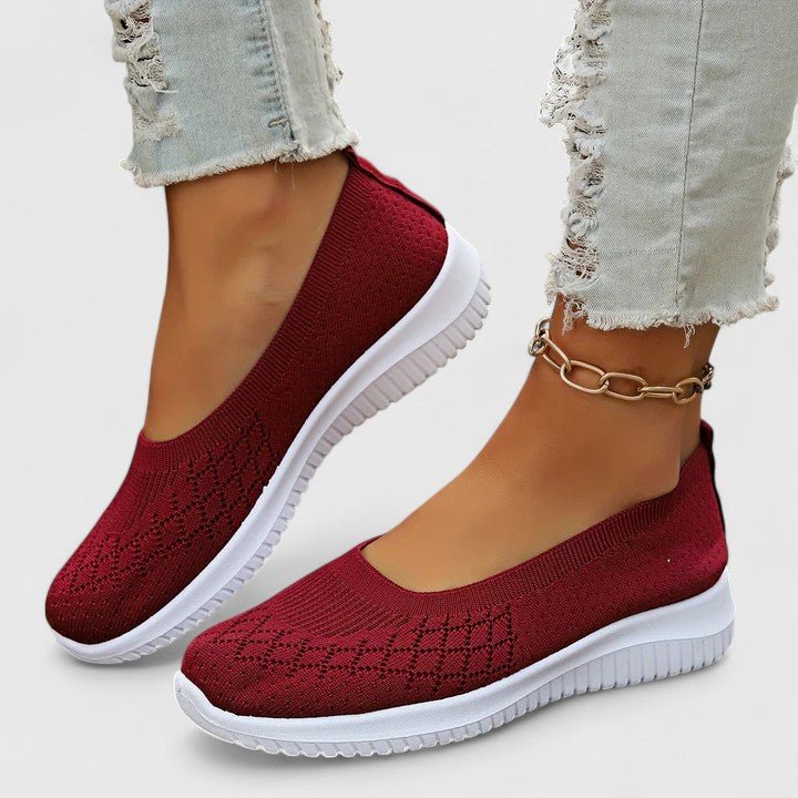 Luvaine | Women's Orthopedic Slip-Ons Diamond Knit Wide Fit Detail