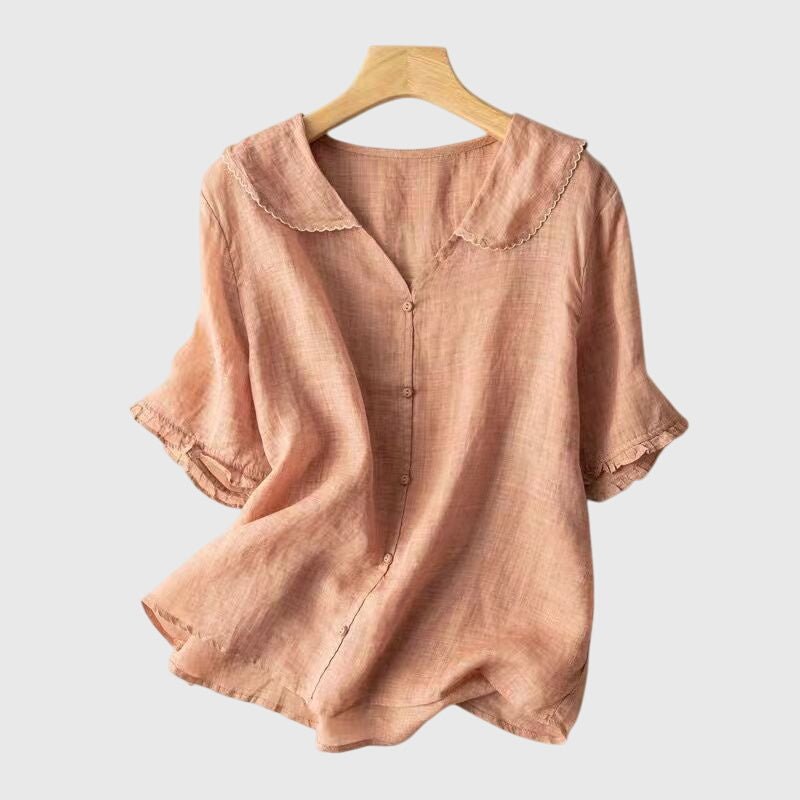 Maevelle | Women's Elegant Peter Pan Collar Blouse Front