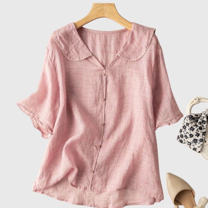 Maevelle | Women's Elegant Peter Pan Collar Blouse Side