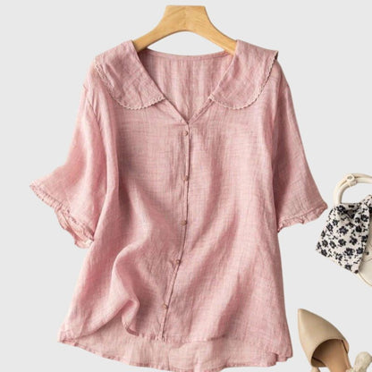 Maevelle | Women's Elegant Peter Pan Collar Blouse Side