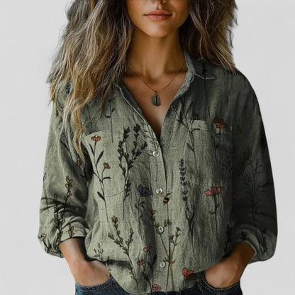Maevine | Women's Comfortable Blouse Patchwork Floral Short Sleeve Side