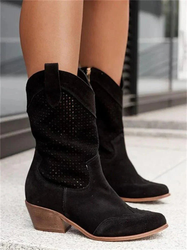 Marceline | Women's Perforated Cowboy Boots Front