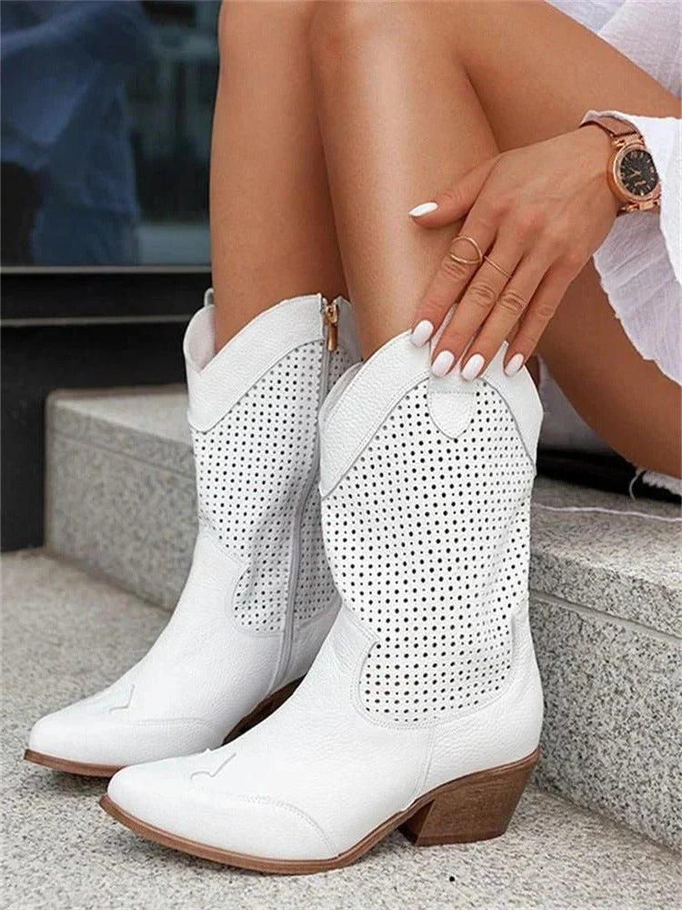Marceline | Women's Perforated Cowboy Boots Hero