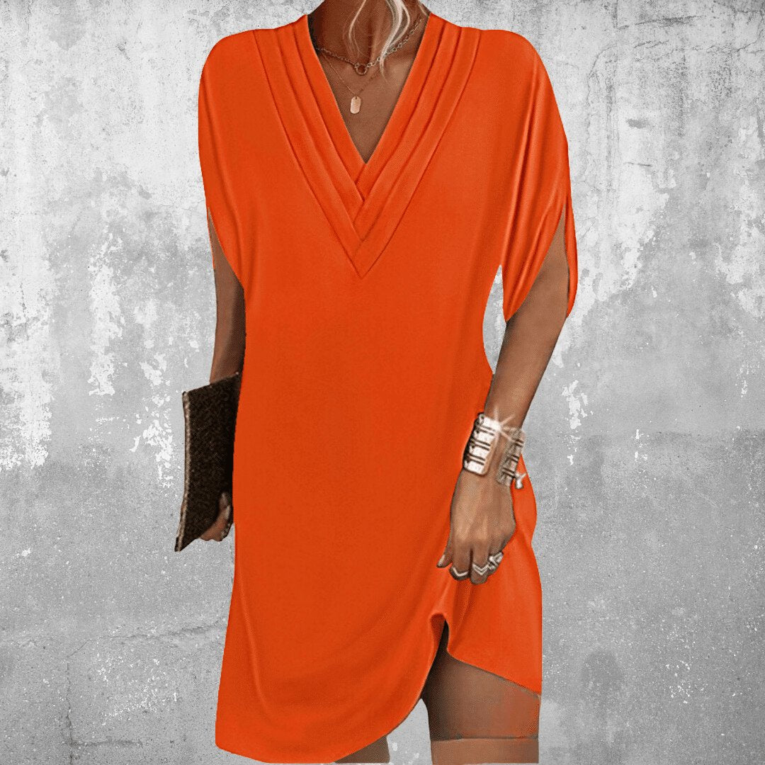 Marcellina | Women's Draped V-Neck Tummy Covering Dress Back