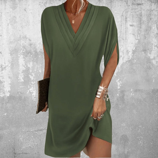 Marcellina | Women's Draped V-Neck Tummy Covering Dress Hero