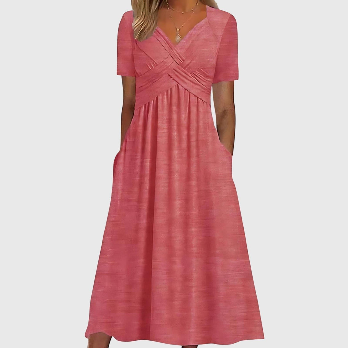 Maren | Ruched Tummy Control Midi Dress Detail