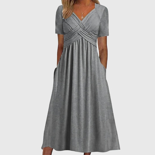 Maren | Ruched Tummy Control Midi Dress Front