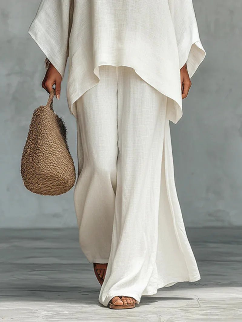 Maren | Women's Asymmetric Linen Two Piece Set Front
