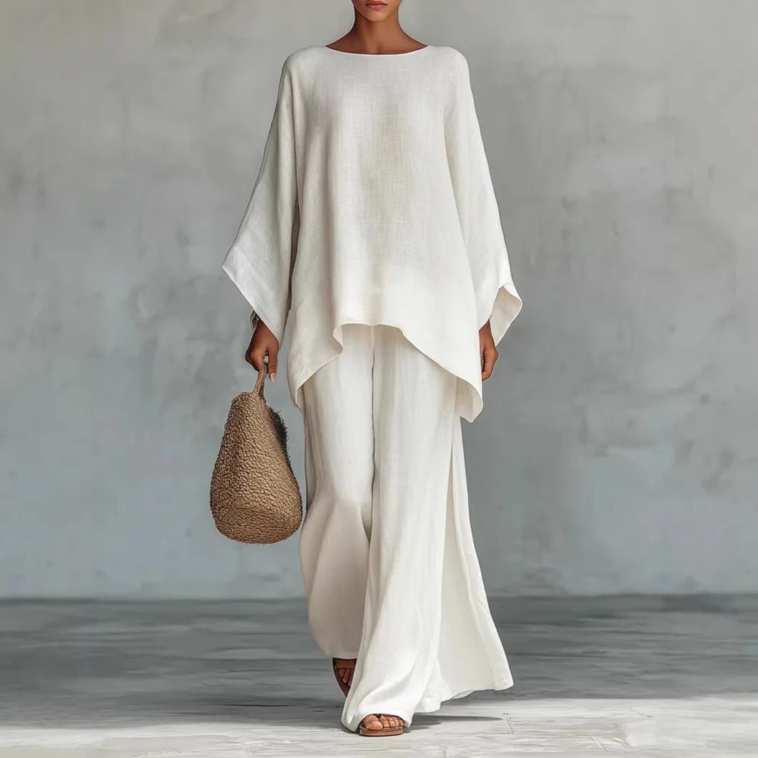 Maren | Women's Asymmetric Linen Two Piece Set Hero