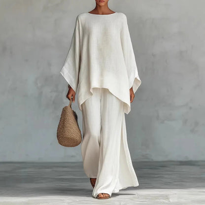 Maren | Women's Asymmetric Linen Two Piece Set Hero
