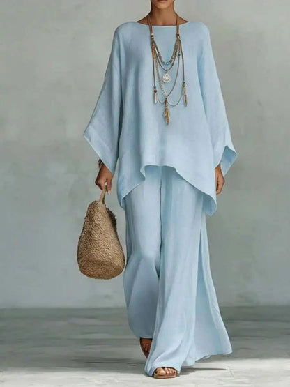 Maren | Women's Asymmetric Linen Two Piece Set Lifestyle