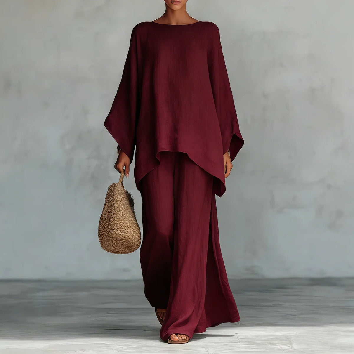 Maren | Women's Asymmetric Linen Two Piece Set Side