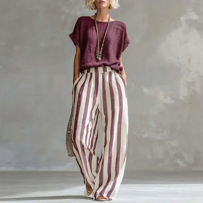 Maren | Women's Striped Linen Summer Set Back
