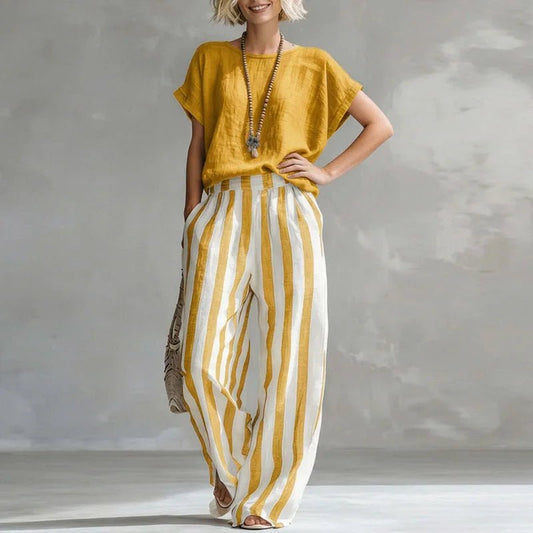 Maren | Women's Striped Linen Summer Set Hero
