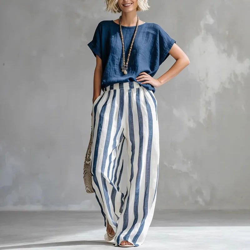 Maren | Women's Striped Linen Summer Set Lifestyle
