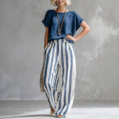 Maren | Women's Striped Linen Summer Set Lifestyle