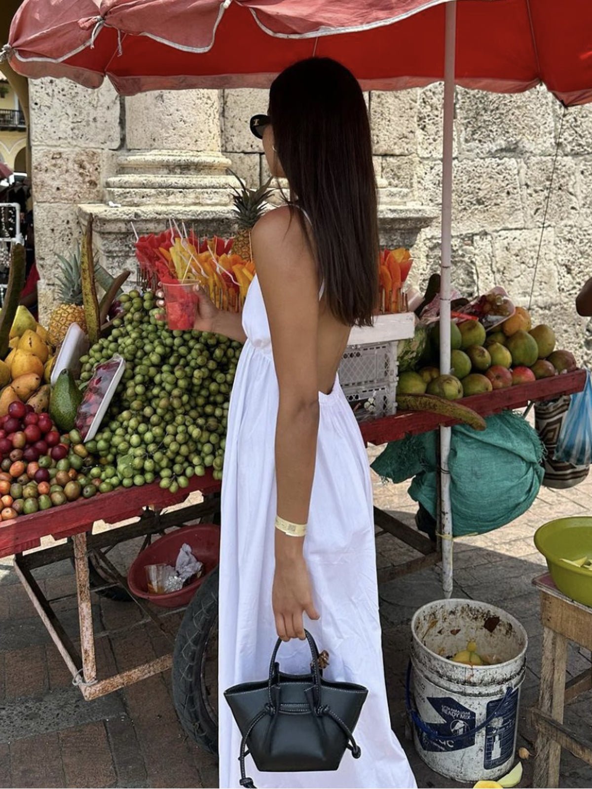 Mariella | Women's Open Back Coastal Maxi Dress Side