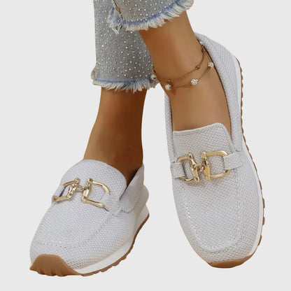 Marielle | Women's Gold Chain Orthopedic Loafers Close Up
