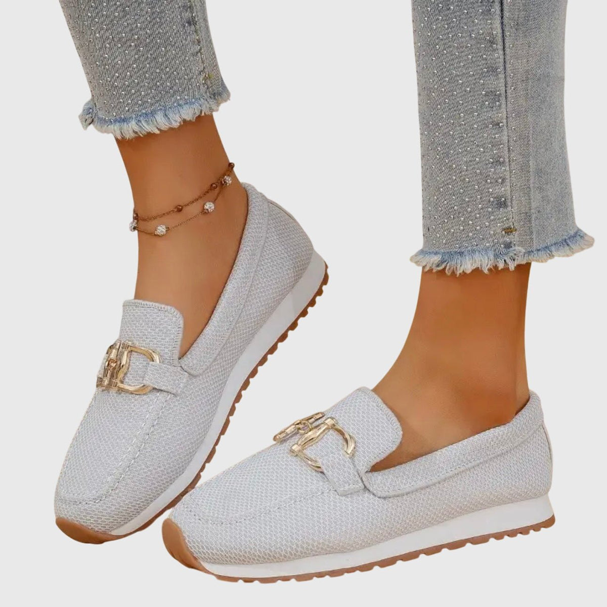 Marielle | Women's Gold Chain Orthopedic Loafers Side