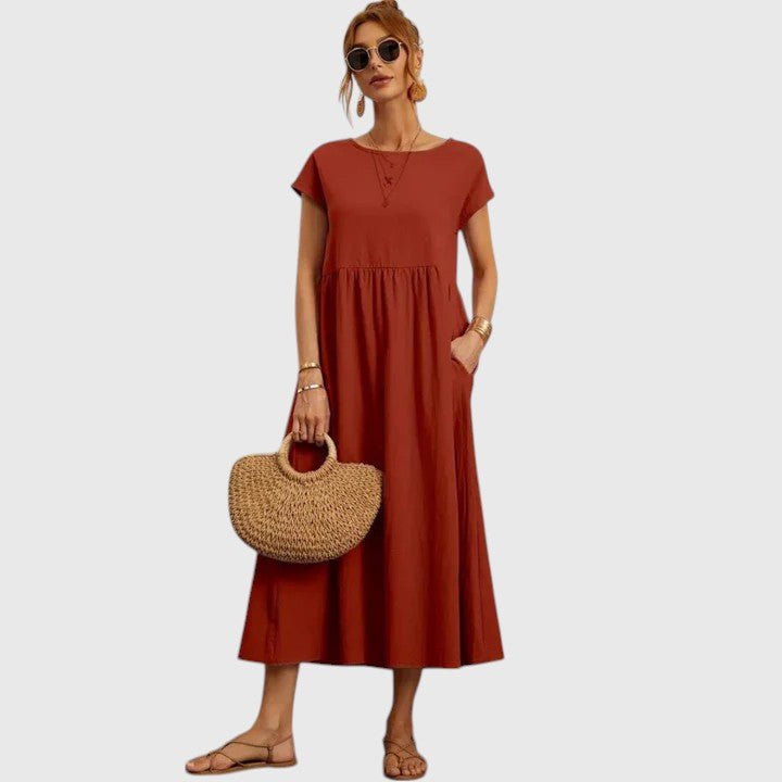 Mireille | Women's Comfortable Midi Dress Empire Waist Angle
