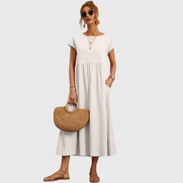 Mireille | Women's Comfortable Midi Dress Empire Waist Detail