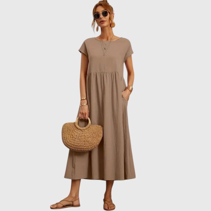 Mireille | Women's Comfortable Midi Dress Empire Waist Full
