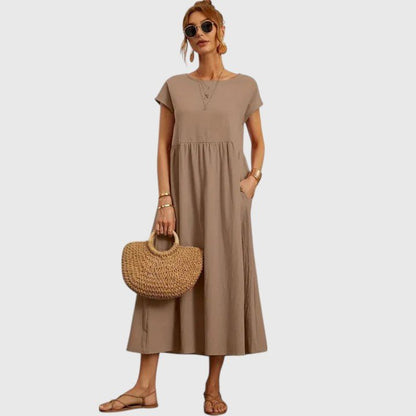 Mireille | Women's Comfortable Midi Dress Empire Waist Full