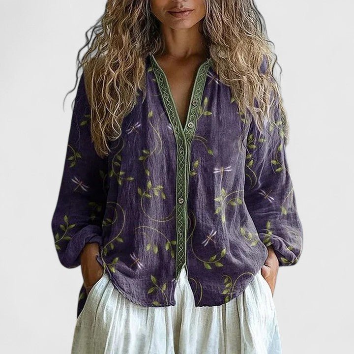 Nell | Dragonfly Print Comfortable Blouse Hero
