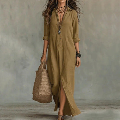 Nora | Women's Relaxed Linen Shirt Dress Back