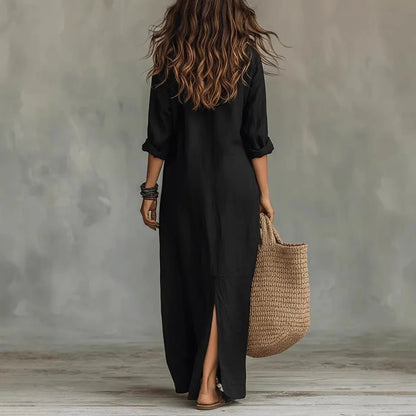 Nora | Women's Relaxed Linen Shirt Dress Detail