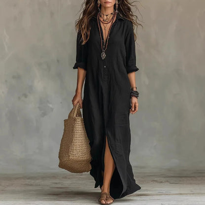 Nora | Women's Relaxed Linen Shirt Dress Front