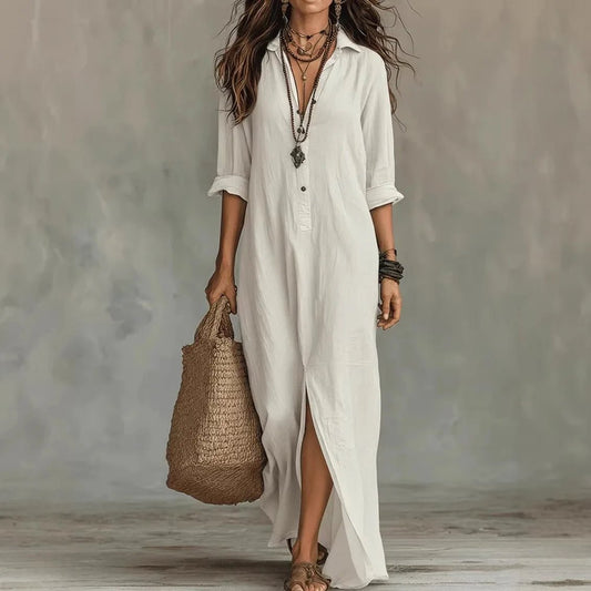 Nora | Women's Relaxed Linen Shirt Dress Hero
