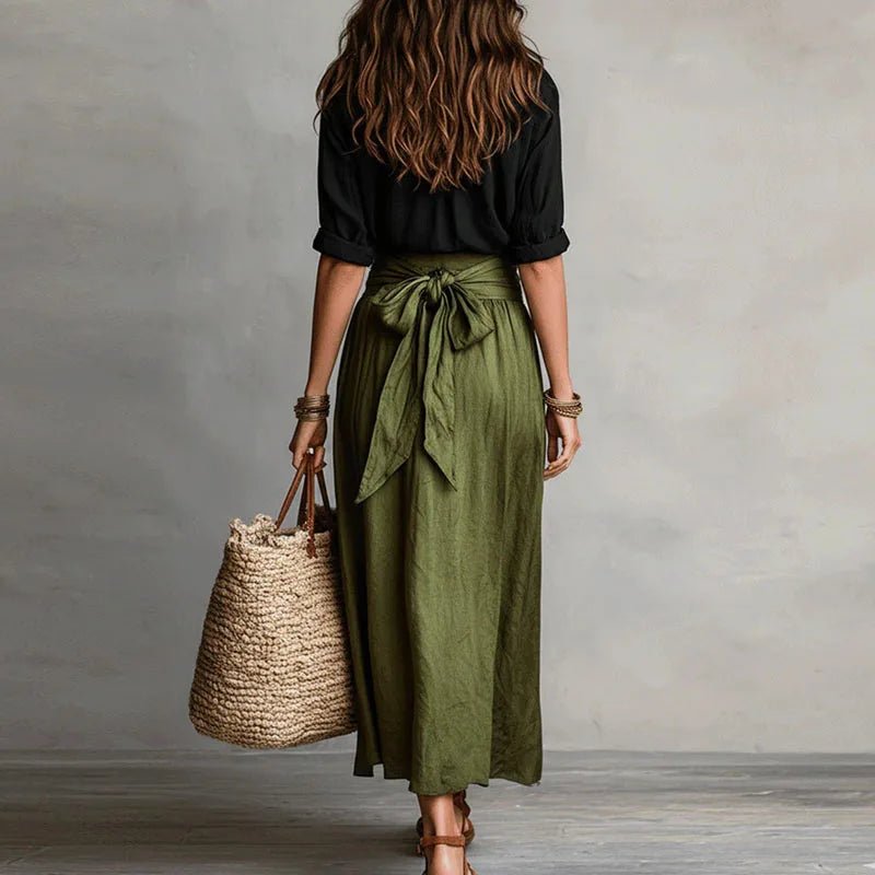 Nora | Women's Wrap Tie Linen Co-Ord Set Close Up