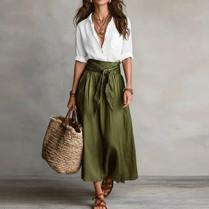 Nora | Women's Wrap Tie Linen Co-Ord Set Detail