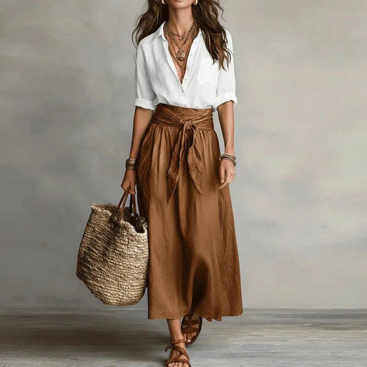 Nora | Women's Wrap Tie Linen Co-Ord Set Front