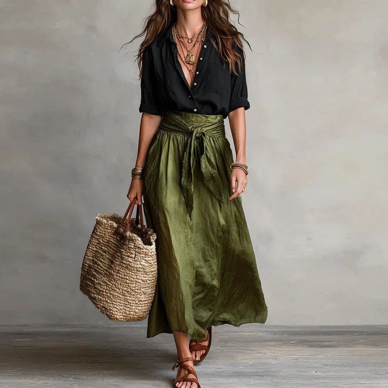 Nora | Women's Wrap Tie Linen Co-Ord Set Side