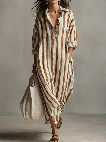 Opal | Women's Striped Linen Shirt Dress Lifestyle