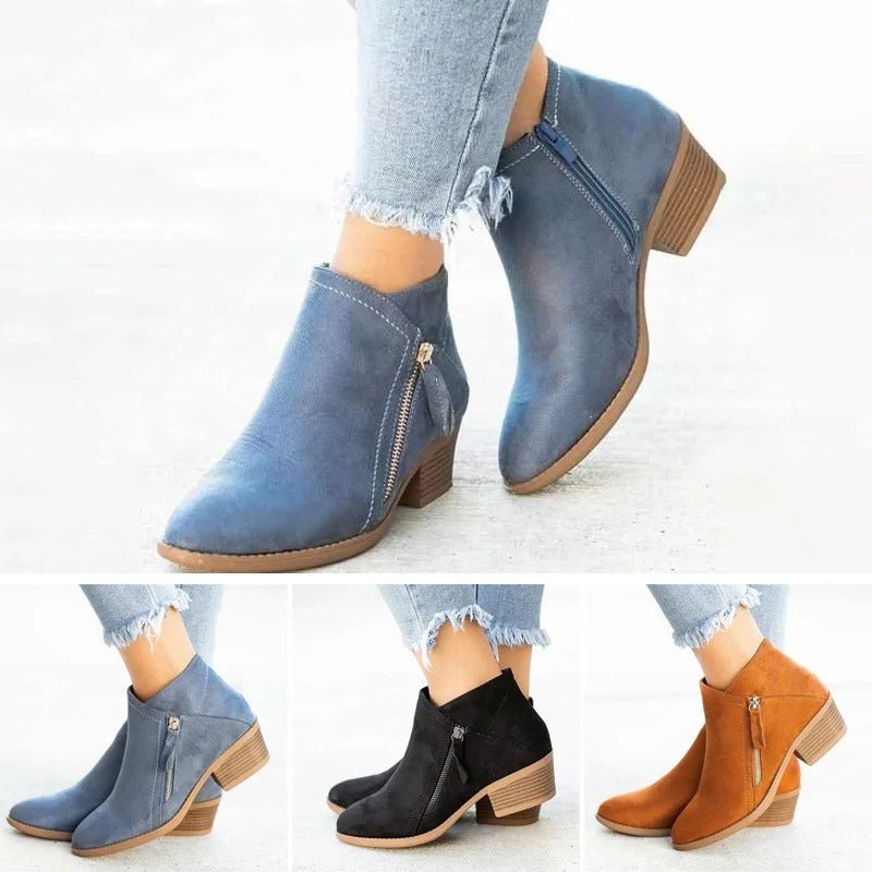 Orthella | Women's Side Zipper Orthopedic Heel Boots Back