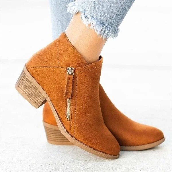 Orthella | Women's Side Zipper Orthopedic Heel Boots Front