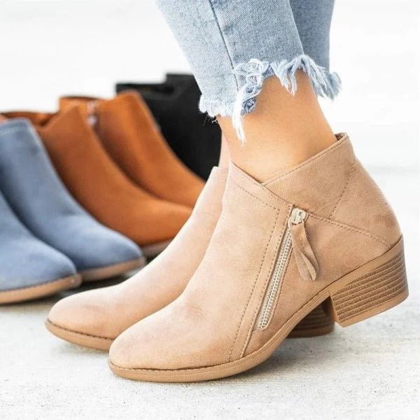 Orthella | Women's Side Zipper Orthopedic Heel Boots Side