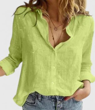 Orvelle | Women's Elegant Blouse Botanical Print Linen Back