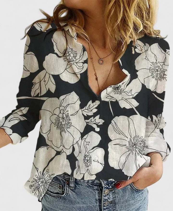 Orvelle | Women's Elegant Blouse Botanical Print Linen Hero