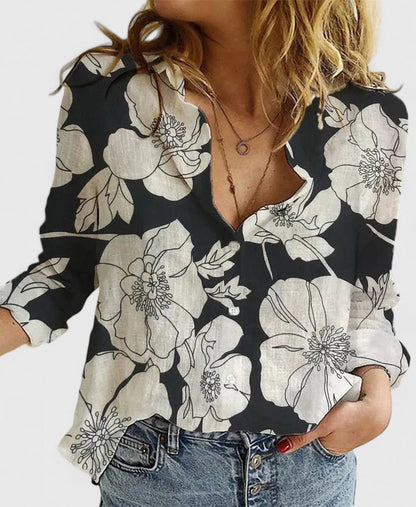Orvelle | Women's Elegant Blouse Botanical Print Linen Hero