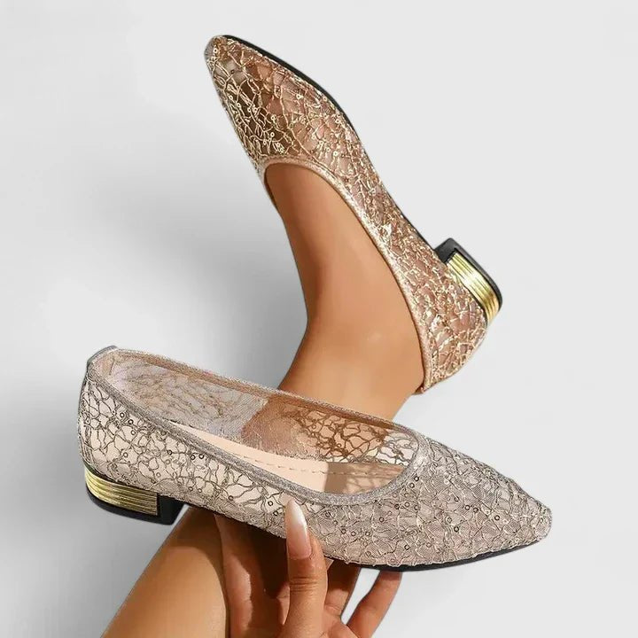 Orvielle | Women's Orthopedic Golden Overlay Sneakers Back
